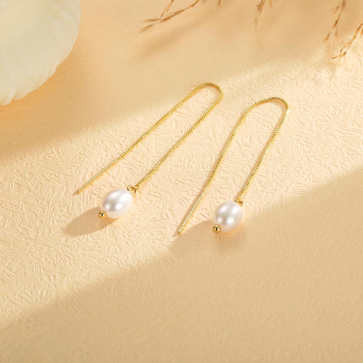 Thumbnail 6 de Carffordo Pearl Drop Earrings 14K Gold Plated