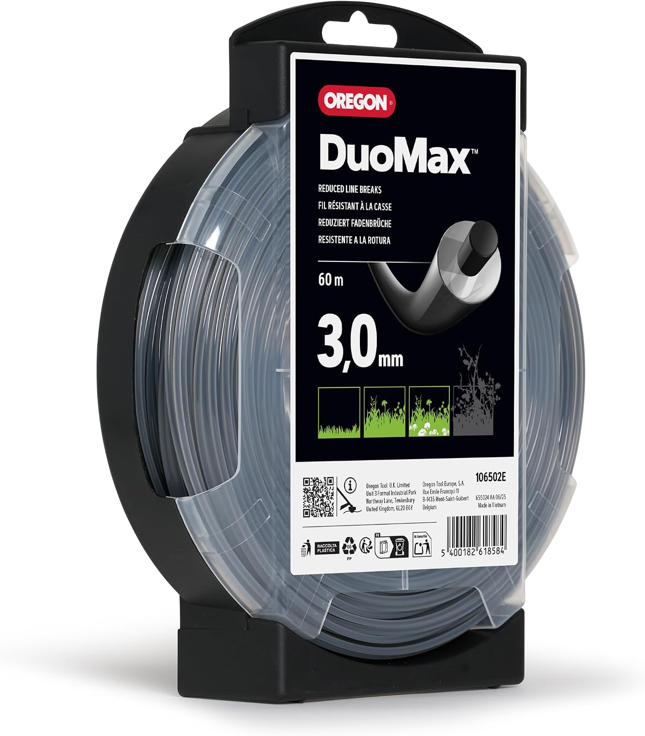 Detalle de Oregon Round 3mm Strimmer Line, Durable Dual Material Line (3.0 mm x 60 m) – Heavy Duty for Grass, Weeds & Thick Vegetation