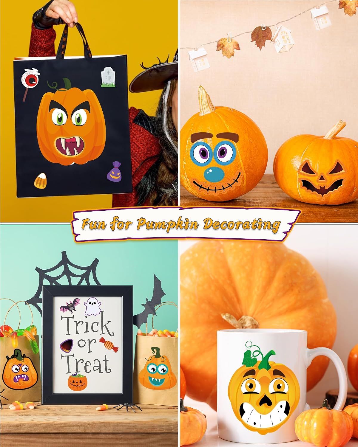 Thumbnail 1 de ACCUEILL Halloween Pumpkin Stickers, 26 Sheets