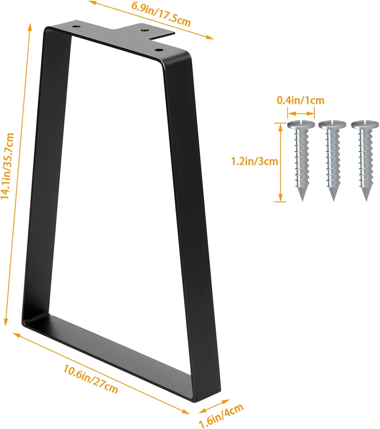 Detalle de Signstek trapezoidal metal furniture legs (2x), 14 inch/35cm, black – DIY coffee table support