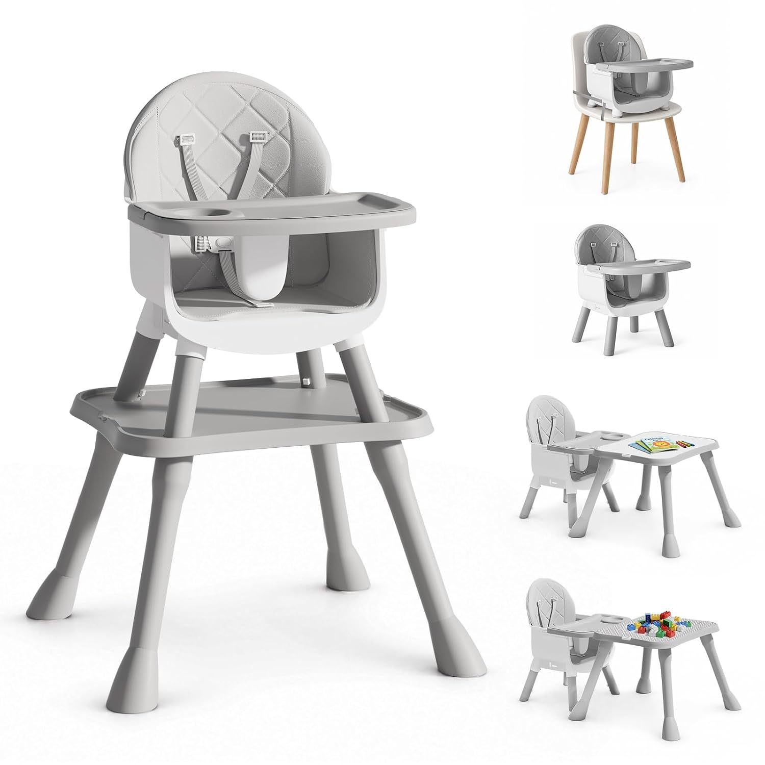 Detalle de TOPOKAY 6-in-1 Convertible Baby Highchair with 5-Point Harness