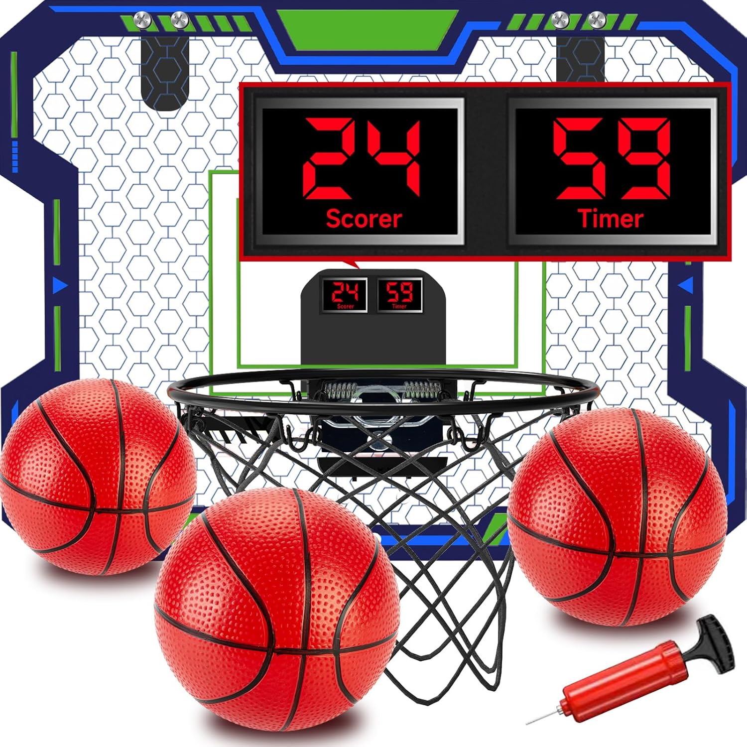Over-the-Door Kids Basketball Hoop with Scoreboard