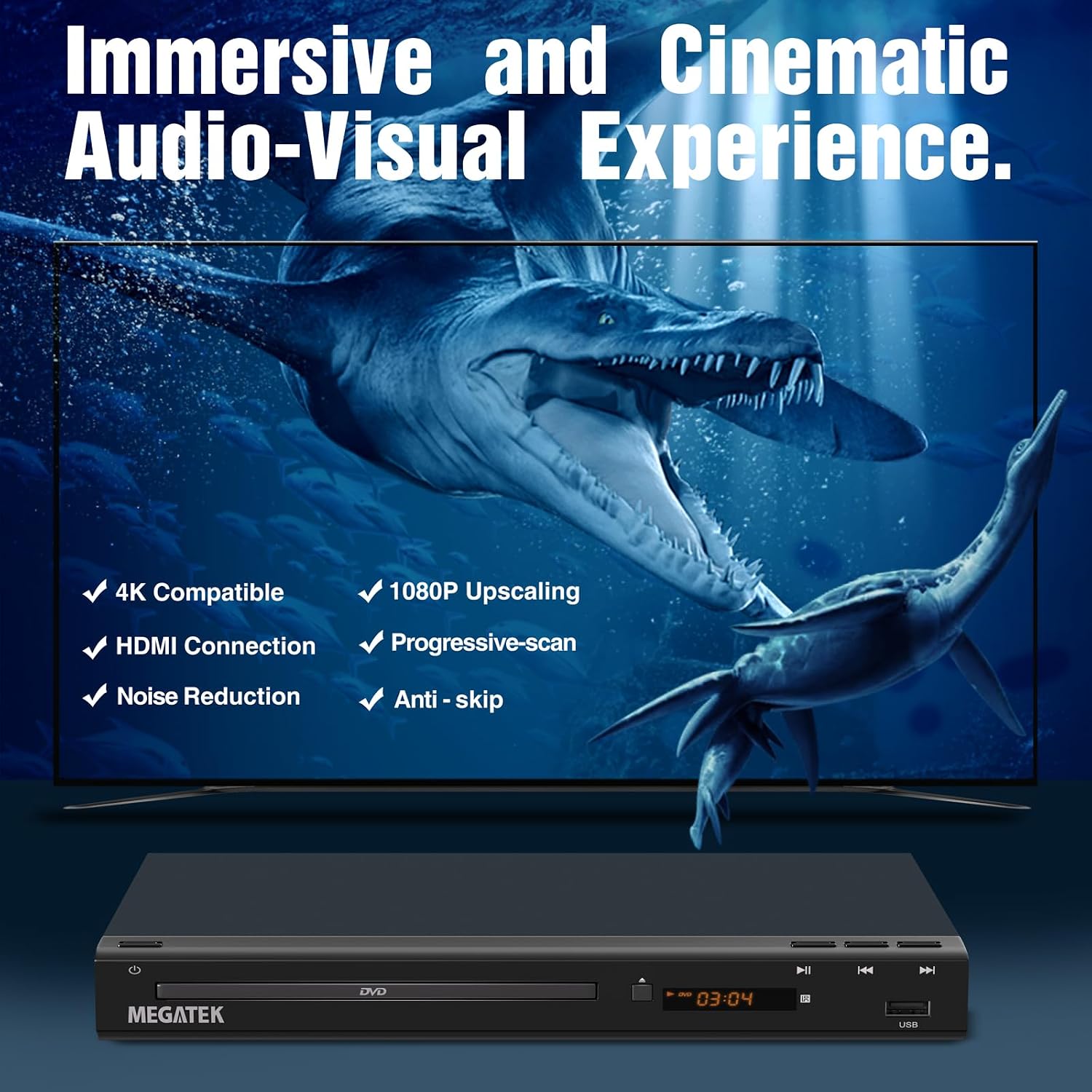 Detalle de MEGATEK DuraPlay DP-260M55HD Region-Free DVD Player with 1080p HDMI Upscaling