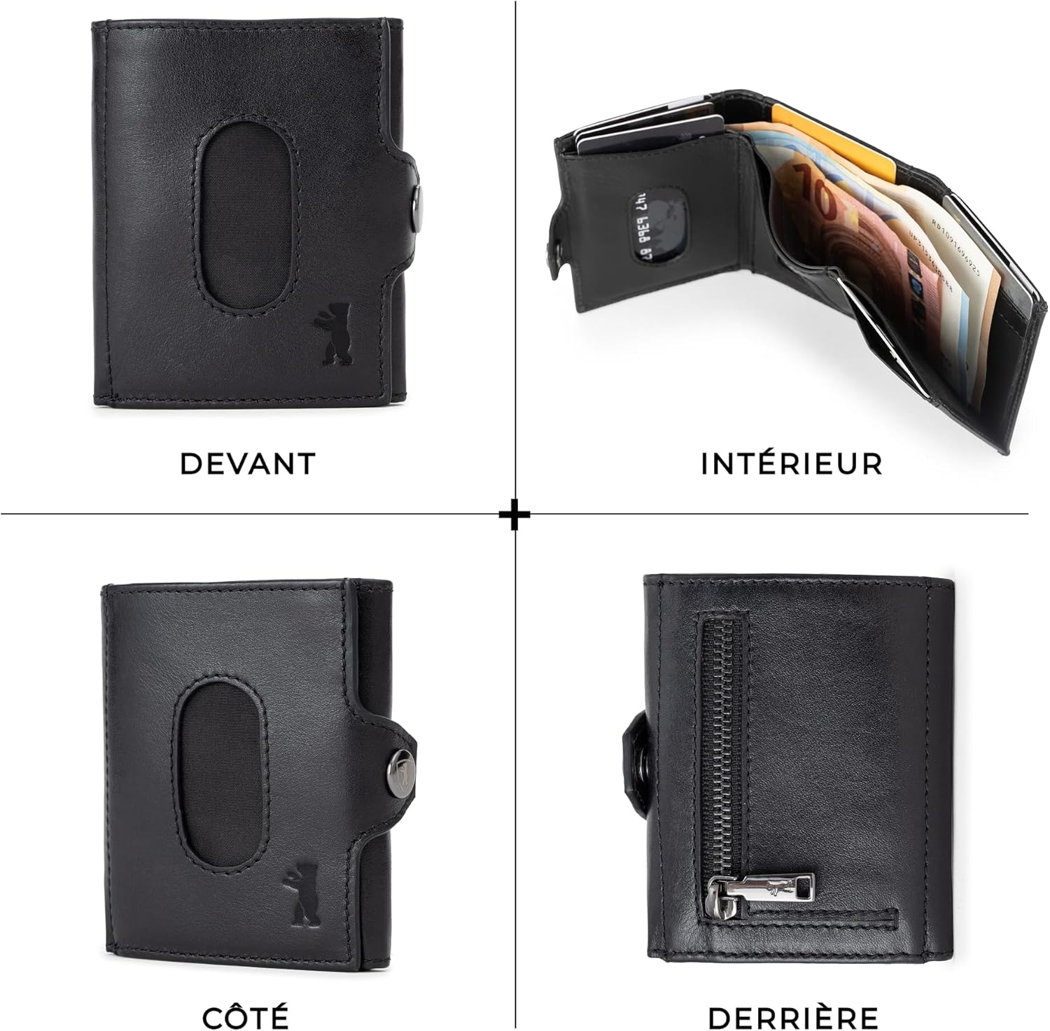 Thumbnail 4 de Berliner Bags Hamburg Portefeuille Slim en cuir avec protection RFID – mini portemonnaie compact noir