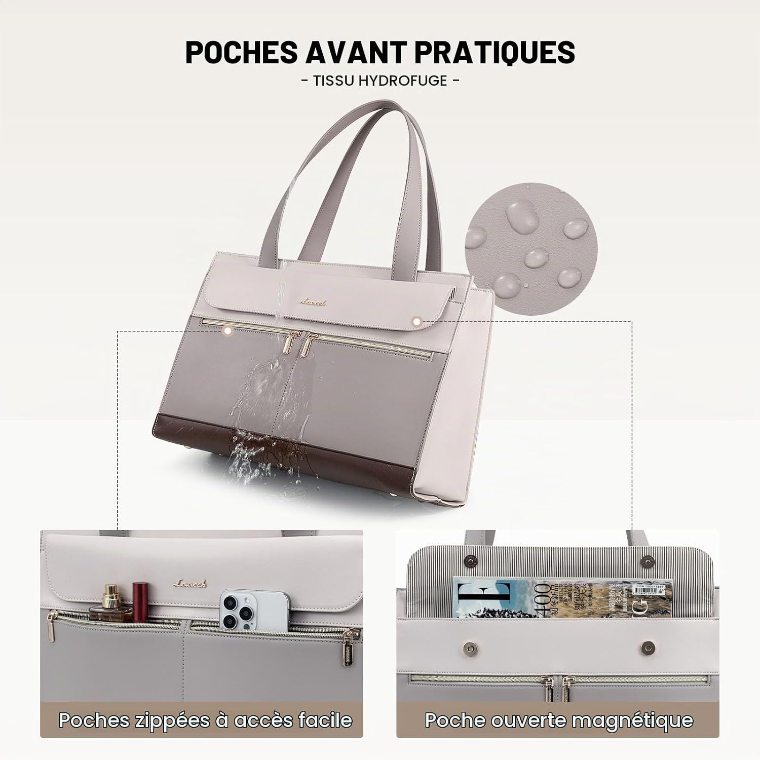 Thumbnail 5 de LOVEVOOK laptoptas voor dames voor 15,6 inch, van waterbestendig kunstleer