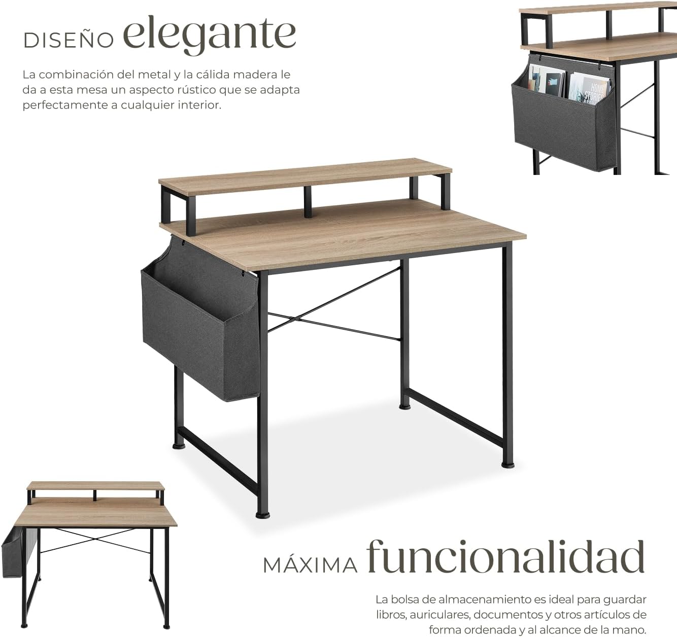 Detalle 2 de tectake Mesa Escritorio Industrial 120x60