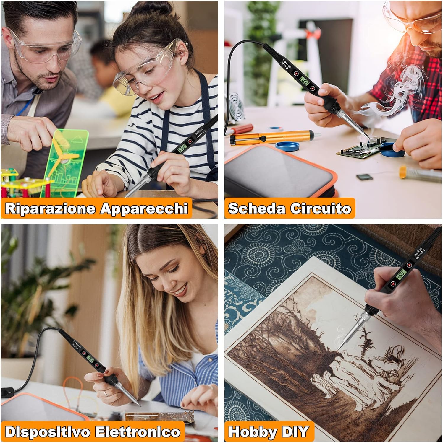 Thumbnail 5 de Kit saldatore a stagno 80W con LCD e temperatura regolabile 180–520°C, 13 in 1