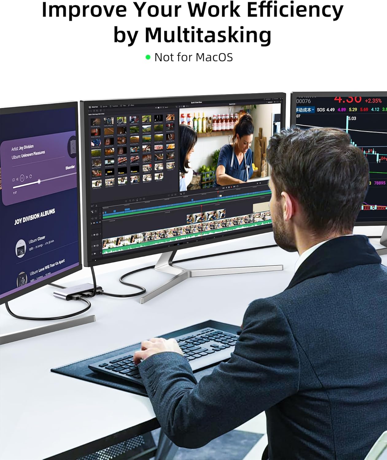 Thumbnail 3 de fairikabe DisplayPort 1.4 Splitter mit 3 Anschlüssen (MST-Hub für Triple-Monitor, nur Windows)