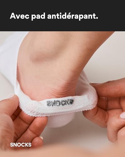 Detalle 2 de Snocks Chaussettes Invisibles Homme et Femme – Lot de 6, coton bio certifié, taille 39-42