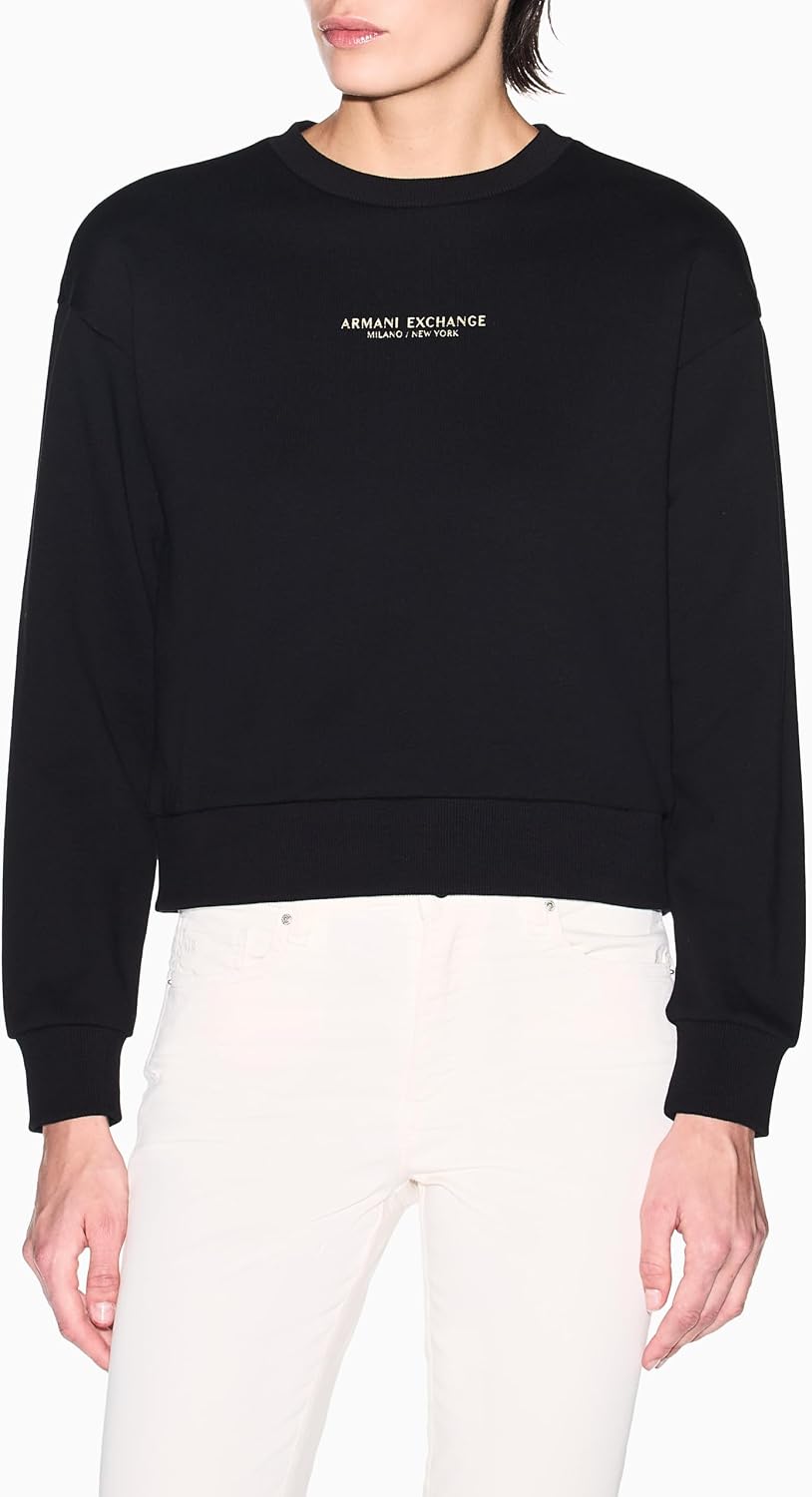 Detalle de Armani Exchange Long Sleeve Milano-New York Front Logo – Maglia di Tuta Donna