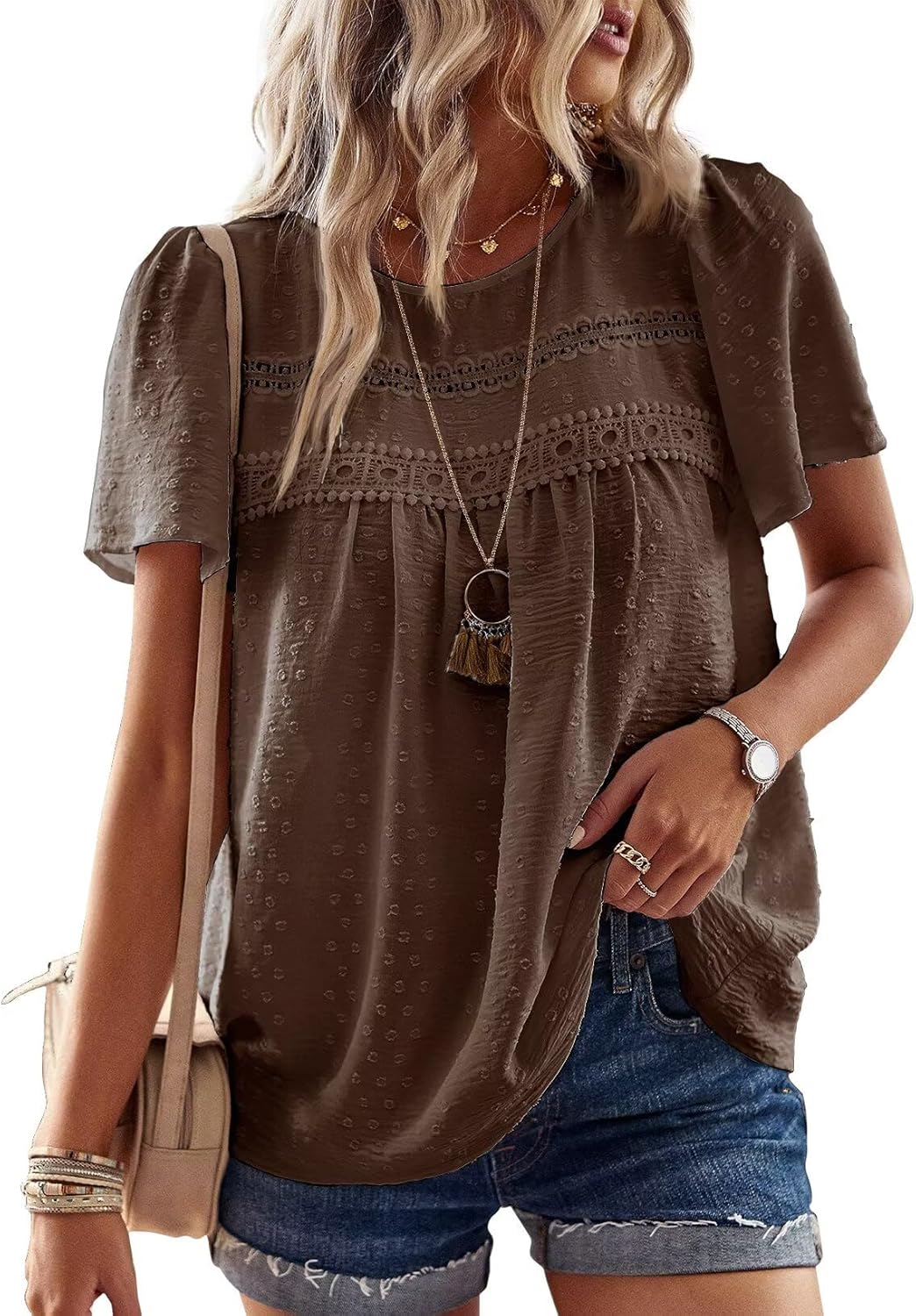 Thumbnail 4 de Falechay Boho Chic Crochet Lace Top – Lightweight Summer Crewneck Blouse