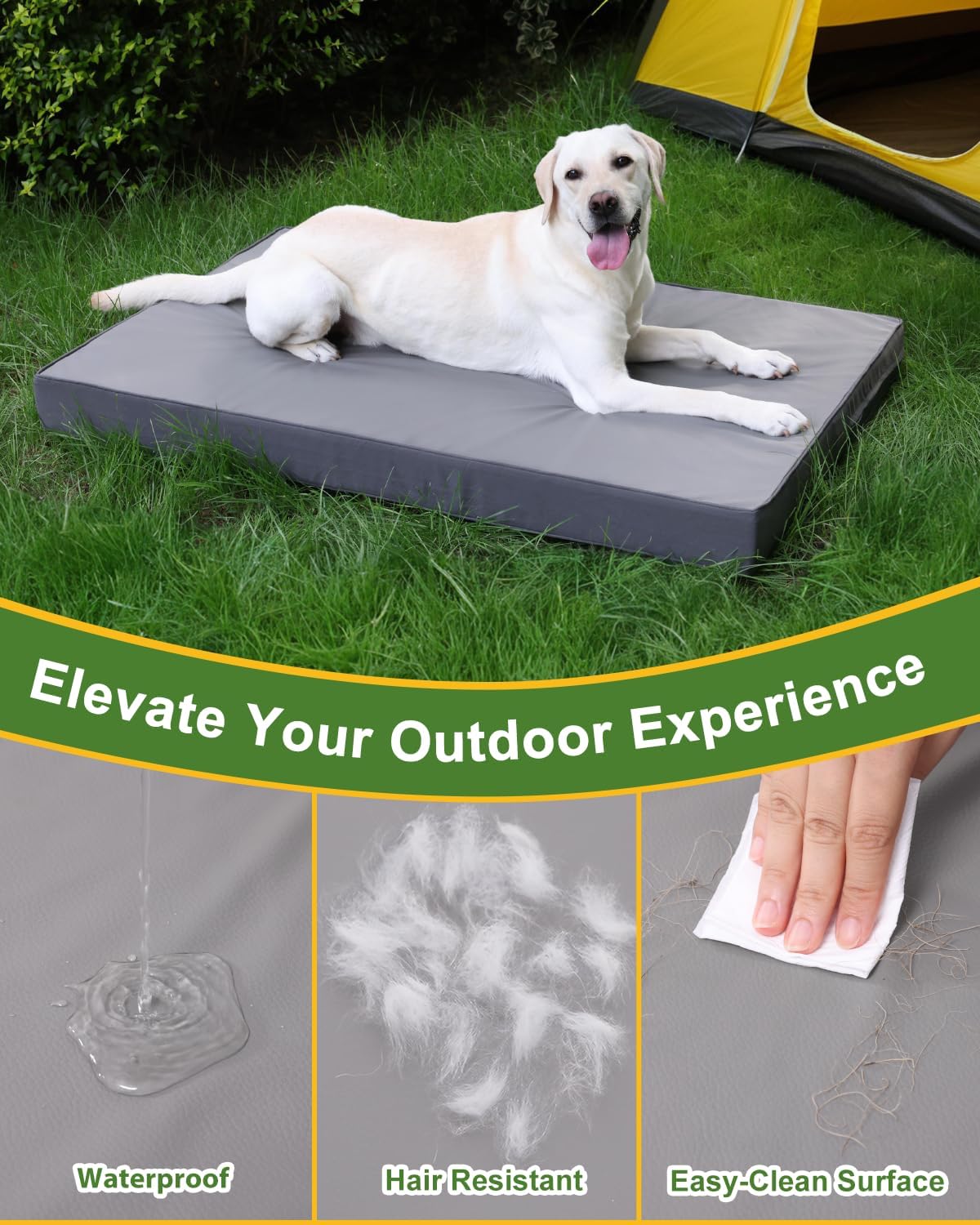 Detalle 2 de Favodormir Waterproof XL Dog Bed for Crate with 9cm Orthopedic Foam & Removable PU Cover (Grey, 119x73x9cm)