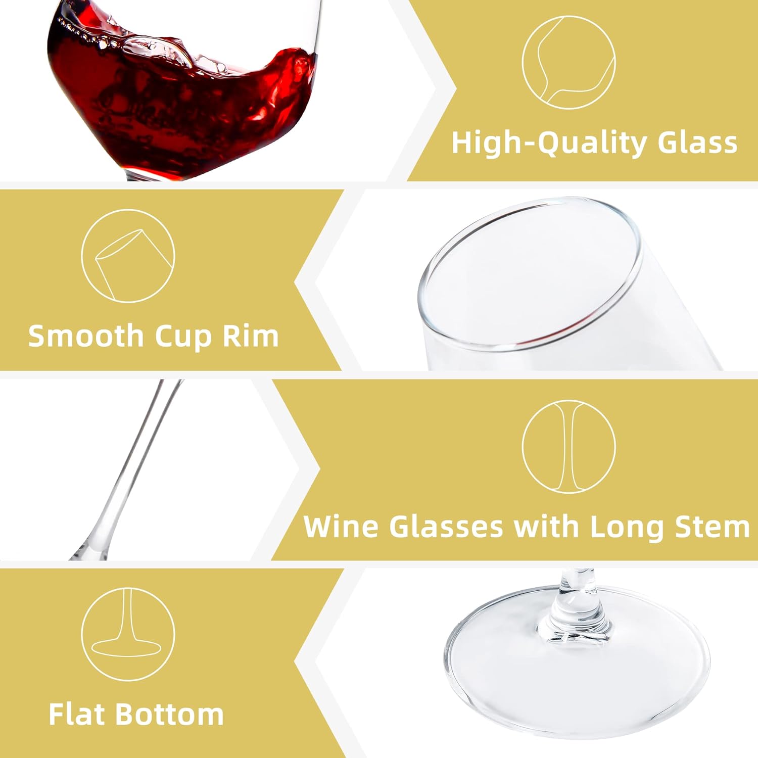 Detalle de SHYRC Wine Glasses Set 12 oz clear stemware 🍷