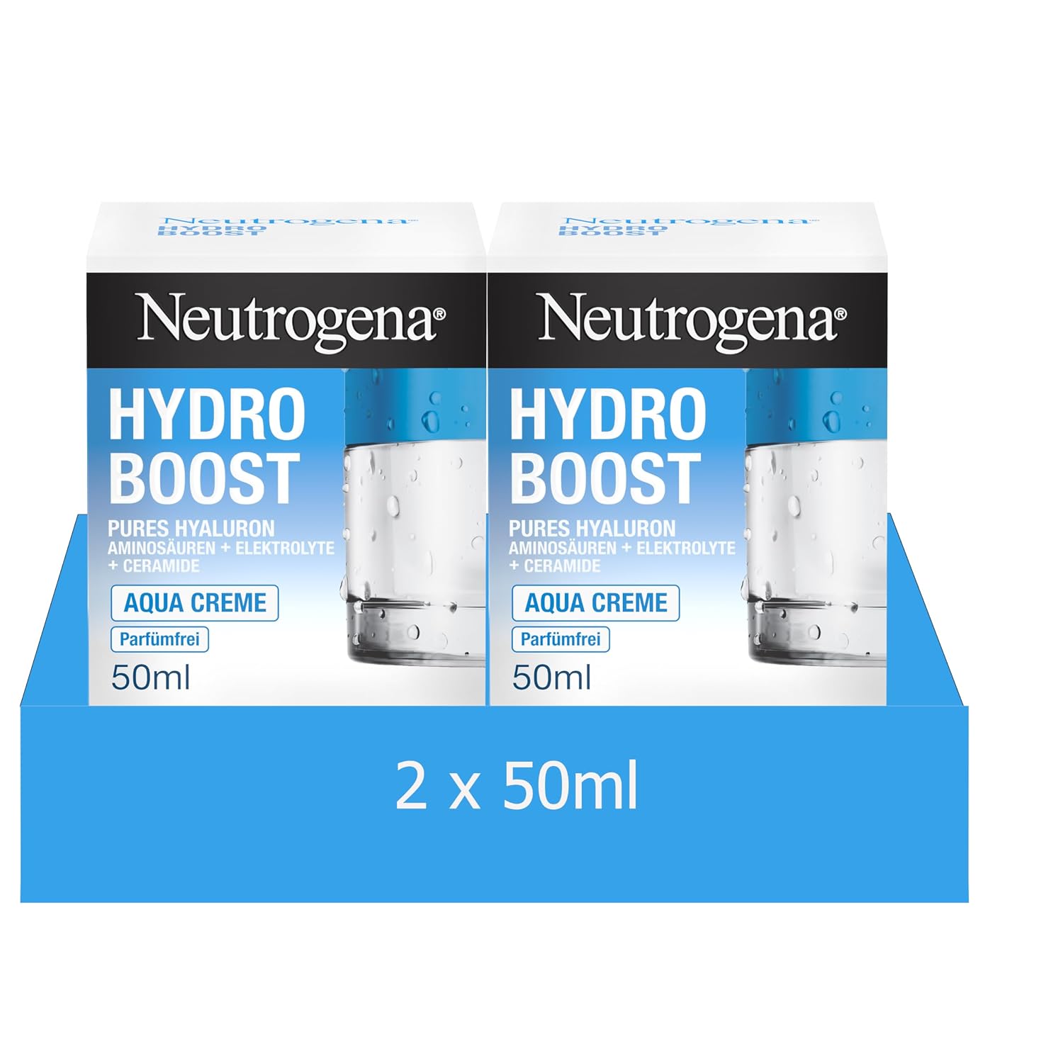 Detalle de Neutrogena Hydro Boost Aqua Creme – parfümfreie Hyaluron-Gesichtscreme für intensive Feuchtigkeit (2 x 50 ml)