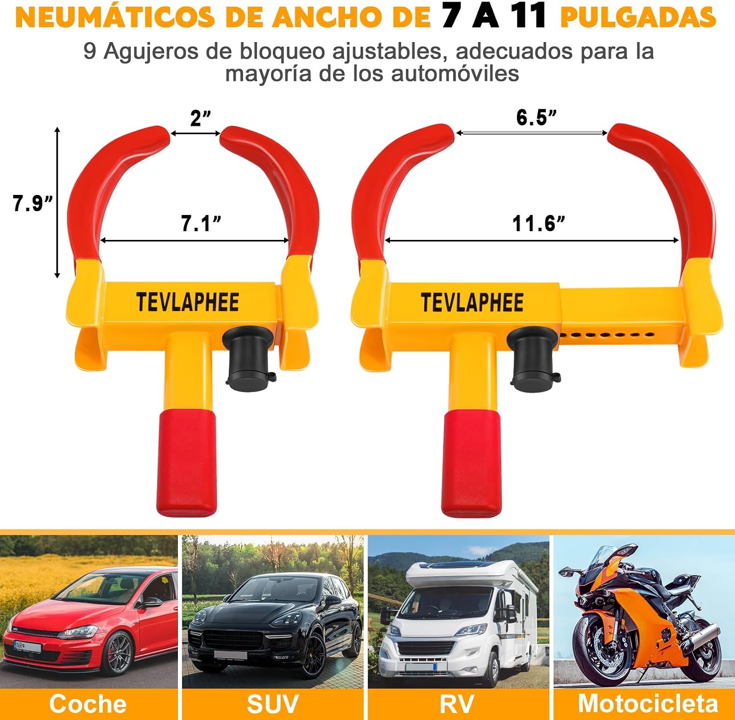 Thumbnail 5 de Tevlaphee Cepo Antirrobo Rueda Universal 19–30 cm