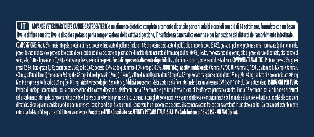 Detalle de Advance Veterinary Diets 1 Gastroenteric per cani, 12 kg