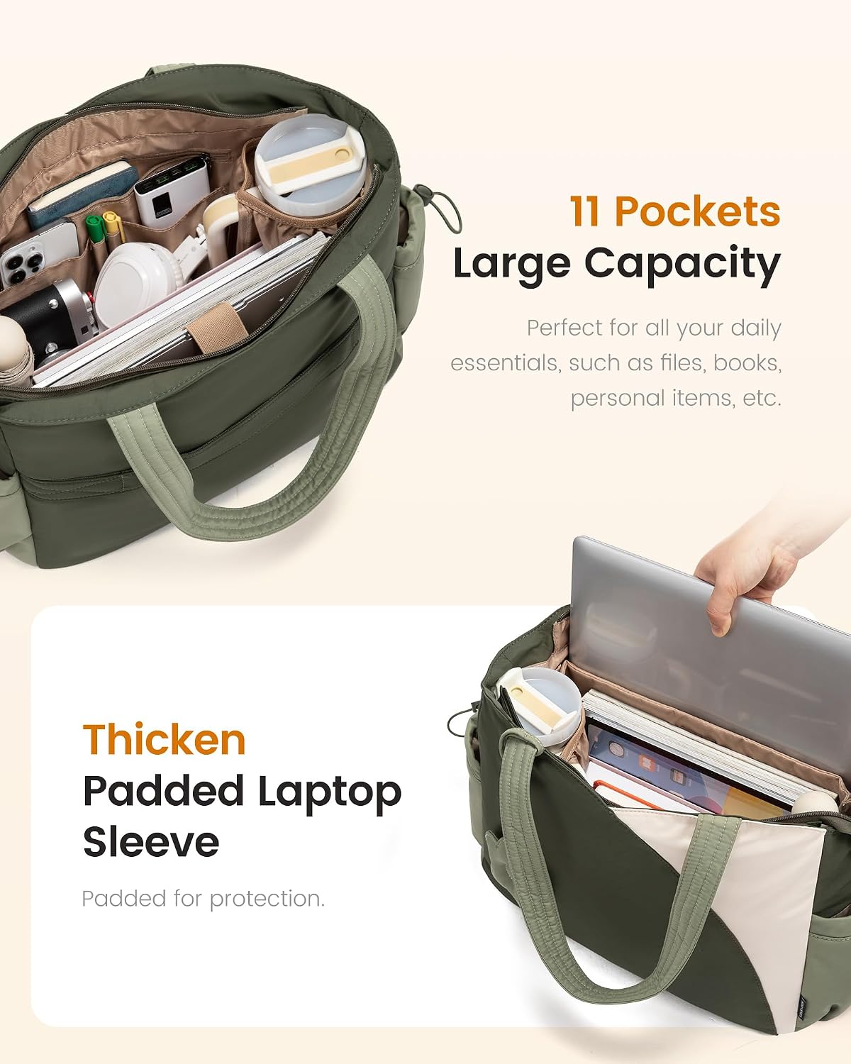 Thumbnail 4 de LOVEVOOK Puffer Tote Bag, 15.6 inch laptop