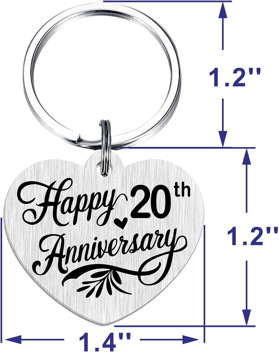 Thumbnail 1 de Tangvo Double-Sided Engraved Heart Anniversary Keychain – 20 Years Gift