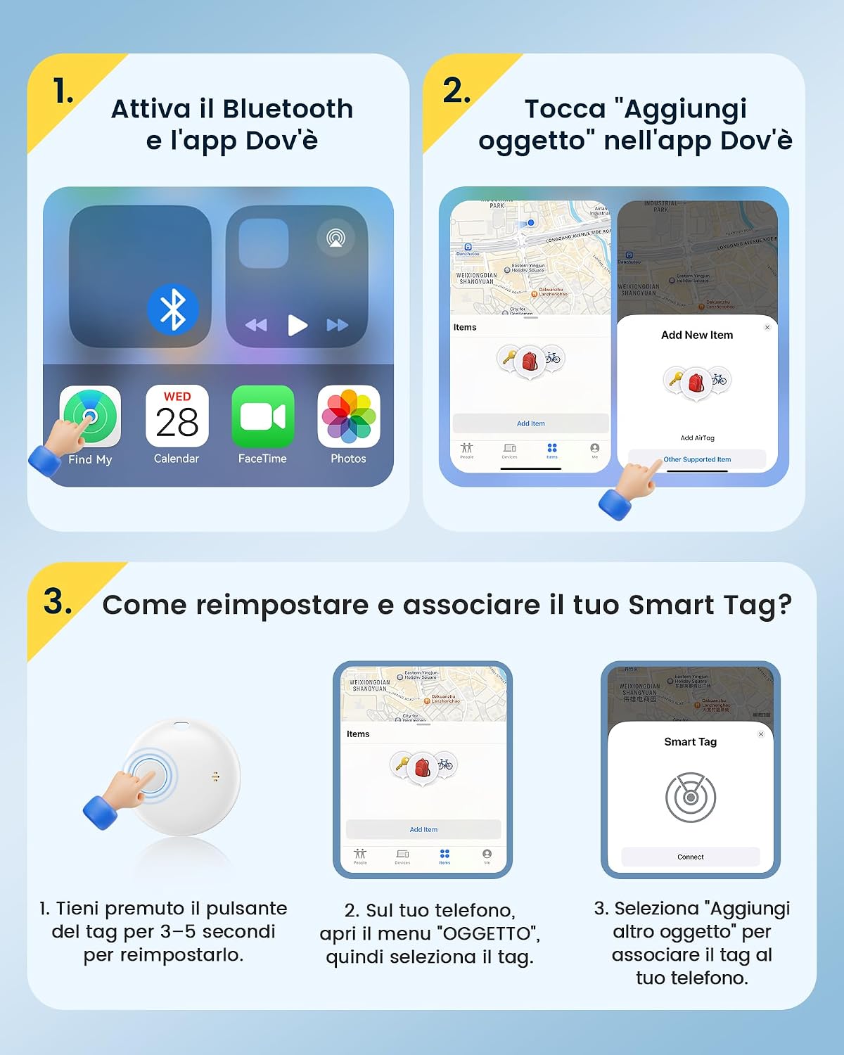 Thumbnail 4 de KUKIHO Tag Tracker 4 pezzi bianco compatibile con Apple Dov’è (solo iOS)