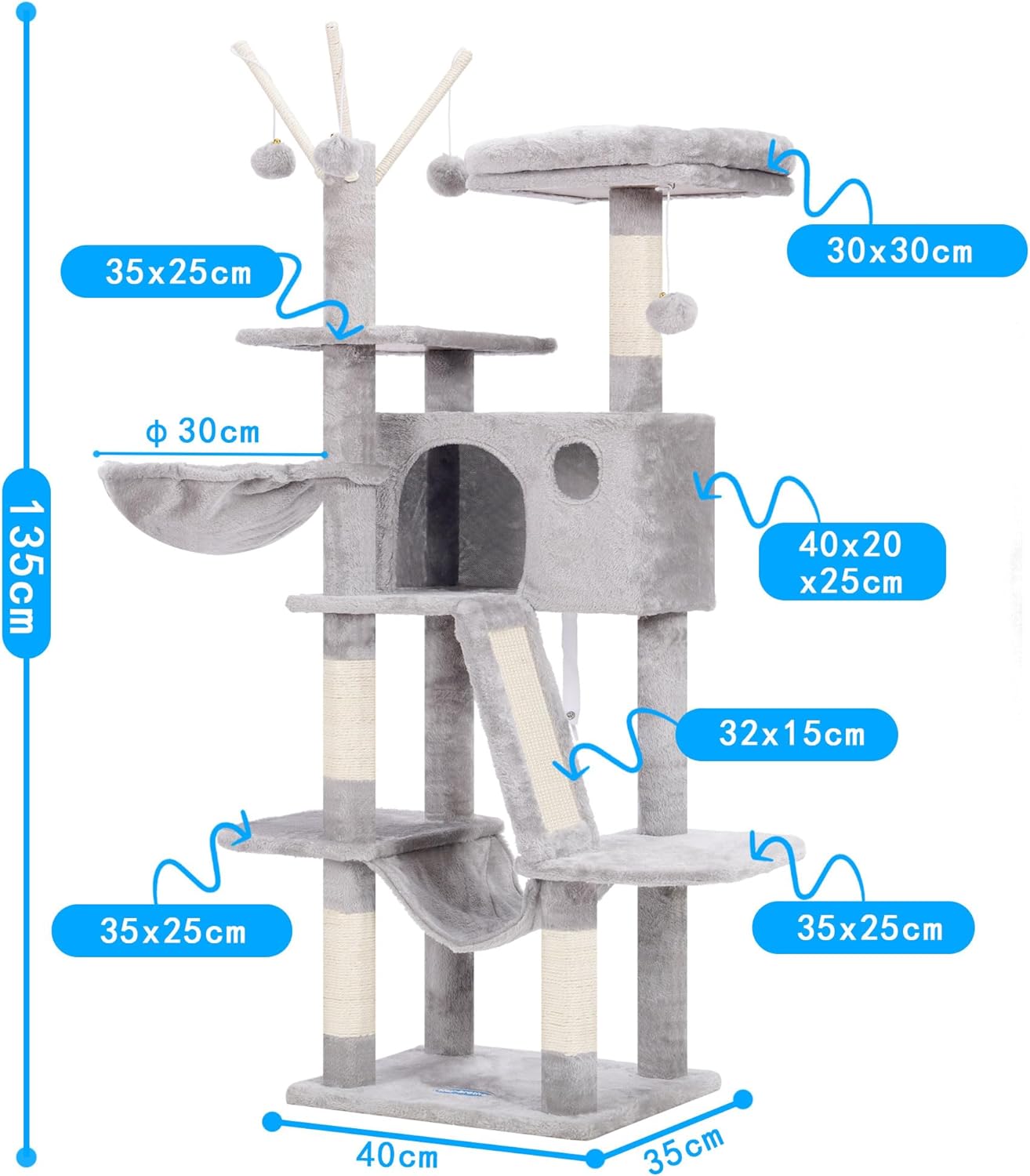 Thumbnail 2 de Hey-Brother MPJ019-SW 135 cm Kratzbaum