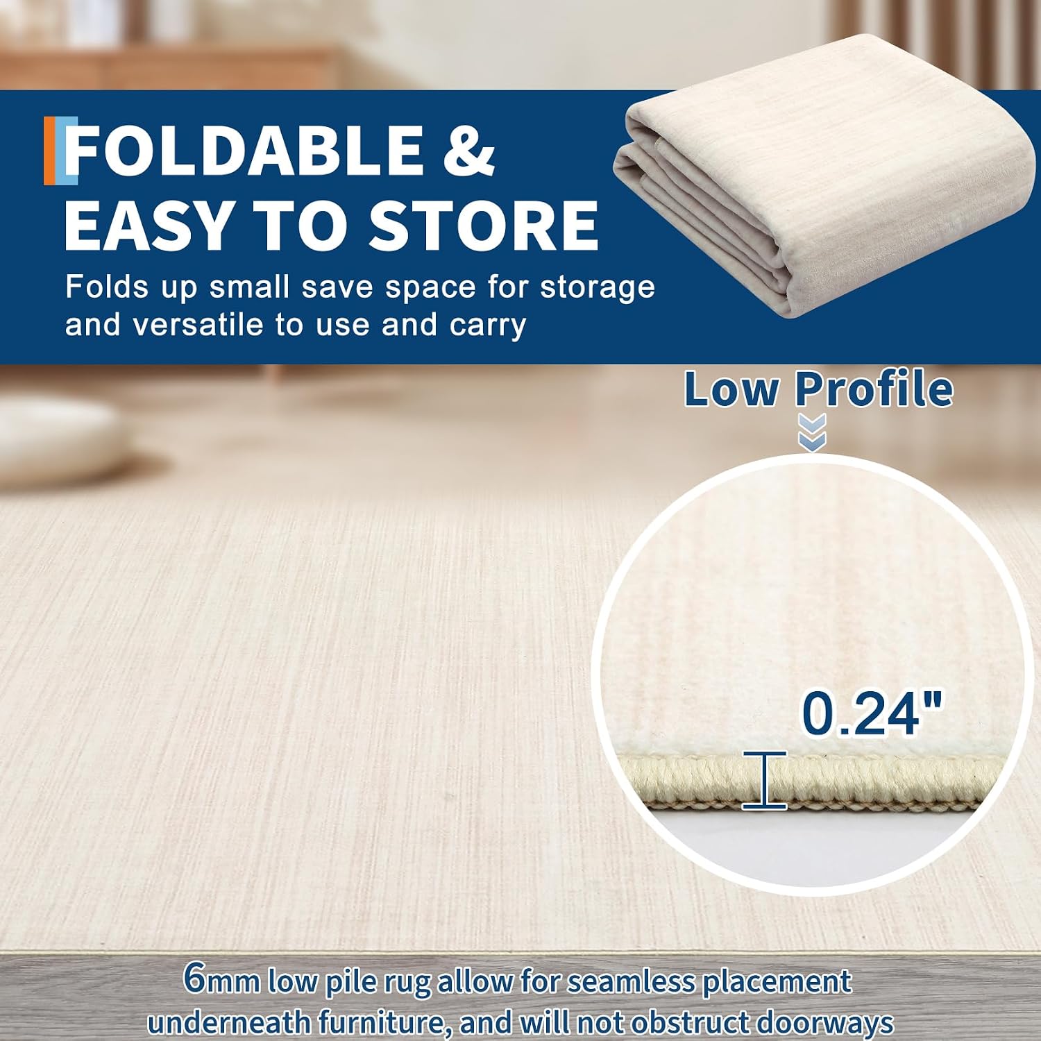 Thumbnail 3 de Modern Solid Color Area Rug 10x13: Washable, Non-Slip, Minimalist Boho Style for Large Spaces