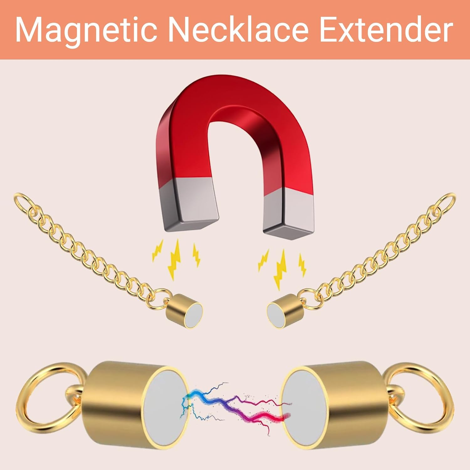 Detalle de OHINGLT 01 Necklace Layering Clasp, Gold and Silver Stainless Steel