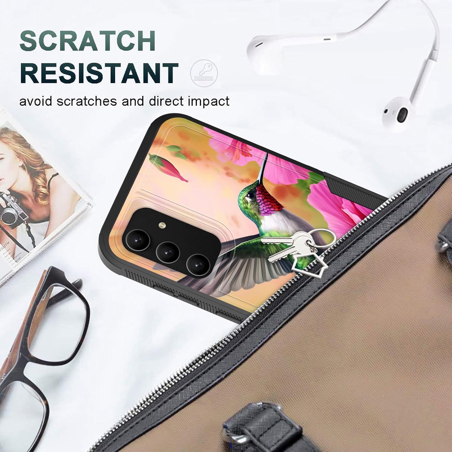 Detalle 2 de CICPLKSE BSQH-Galaxy S24 FE-FBA-19 Phone Case, Dual-Layer PC/TPU, Hummingbird