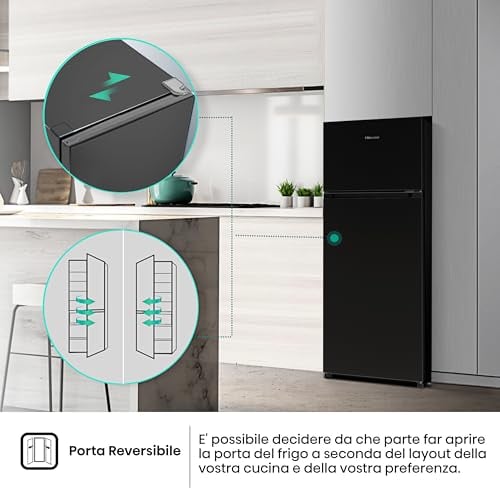 Detalle 2 de Hisense RT267D4ABE frigorifero doppia porta da 206 L nero con porte reversibili