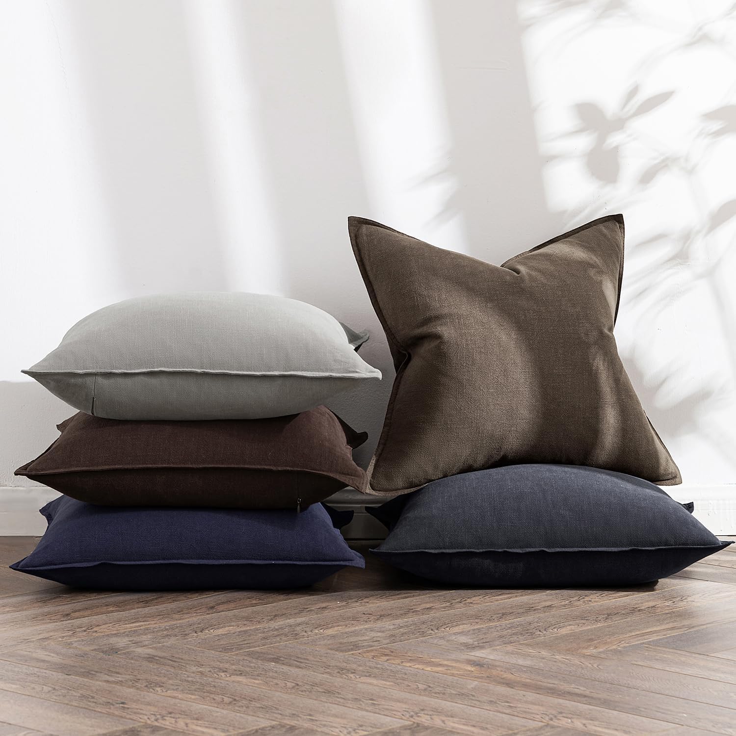 Thumbnail 4 de MIULEE Decorative Linen Pillow Covers, 18 x 18 Inch, Coffee, Set of 2