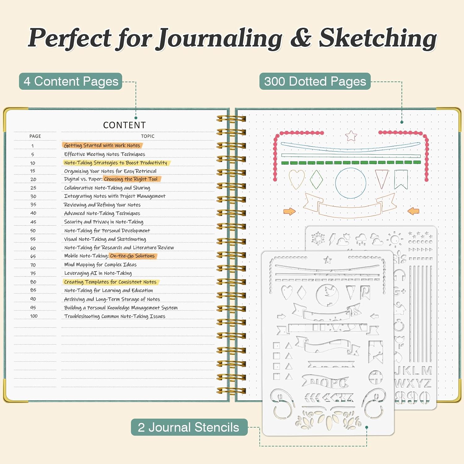 Detalle de OMEYA XianQuanBen-DianZhen-LvSe-A4-PiGe A4 Dotted Spiral Notebook, 120 GSM, Green