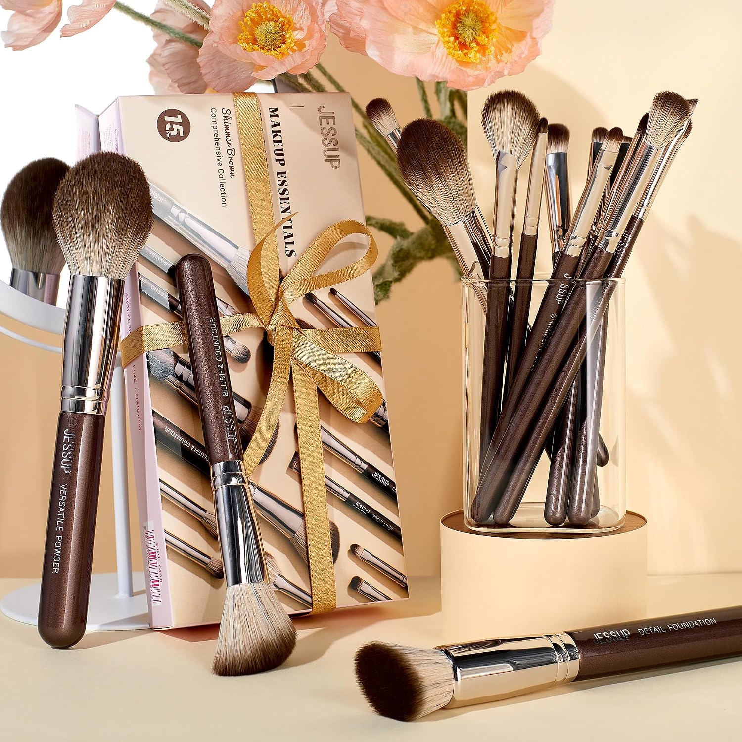 Thumbnail 5 de Jessup set de 15 pinceaux de maquillage marron (T498) : teint, yeux et finitions