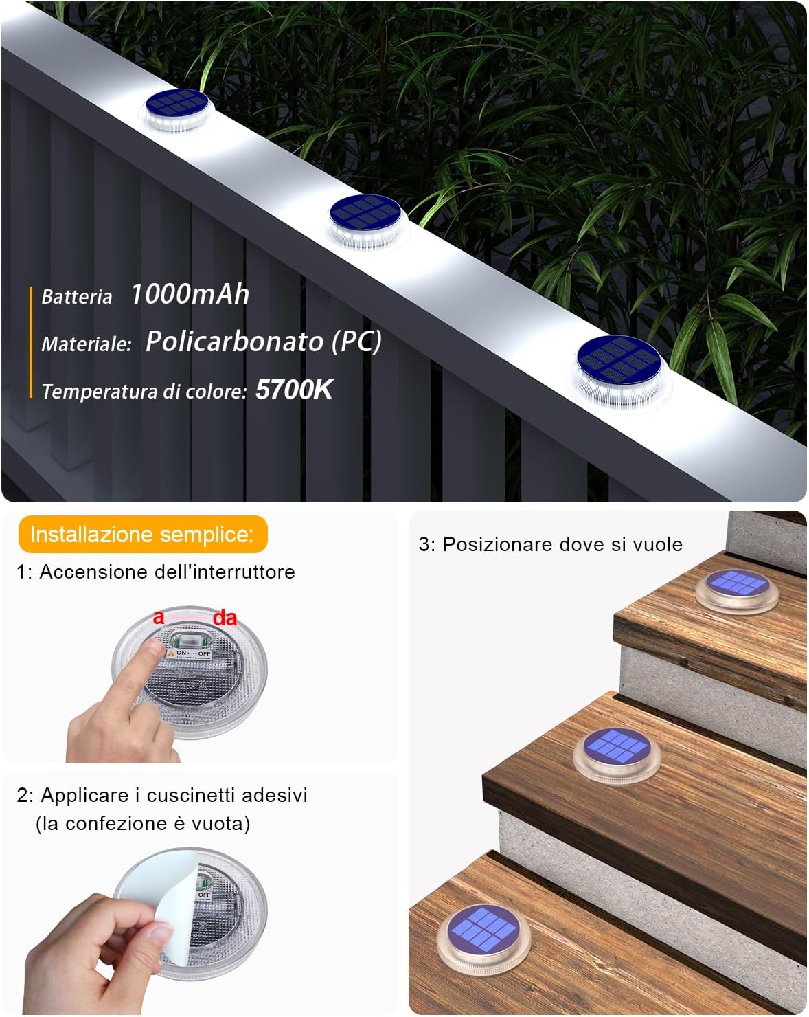 Detalle de YiLaie Luci Solari LED da Giardino 6 pezzi