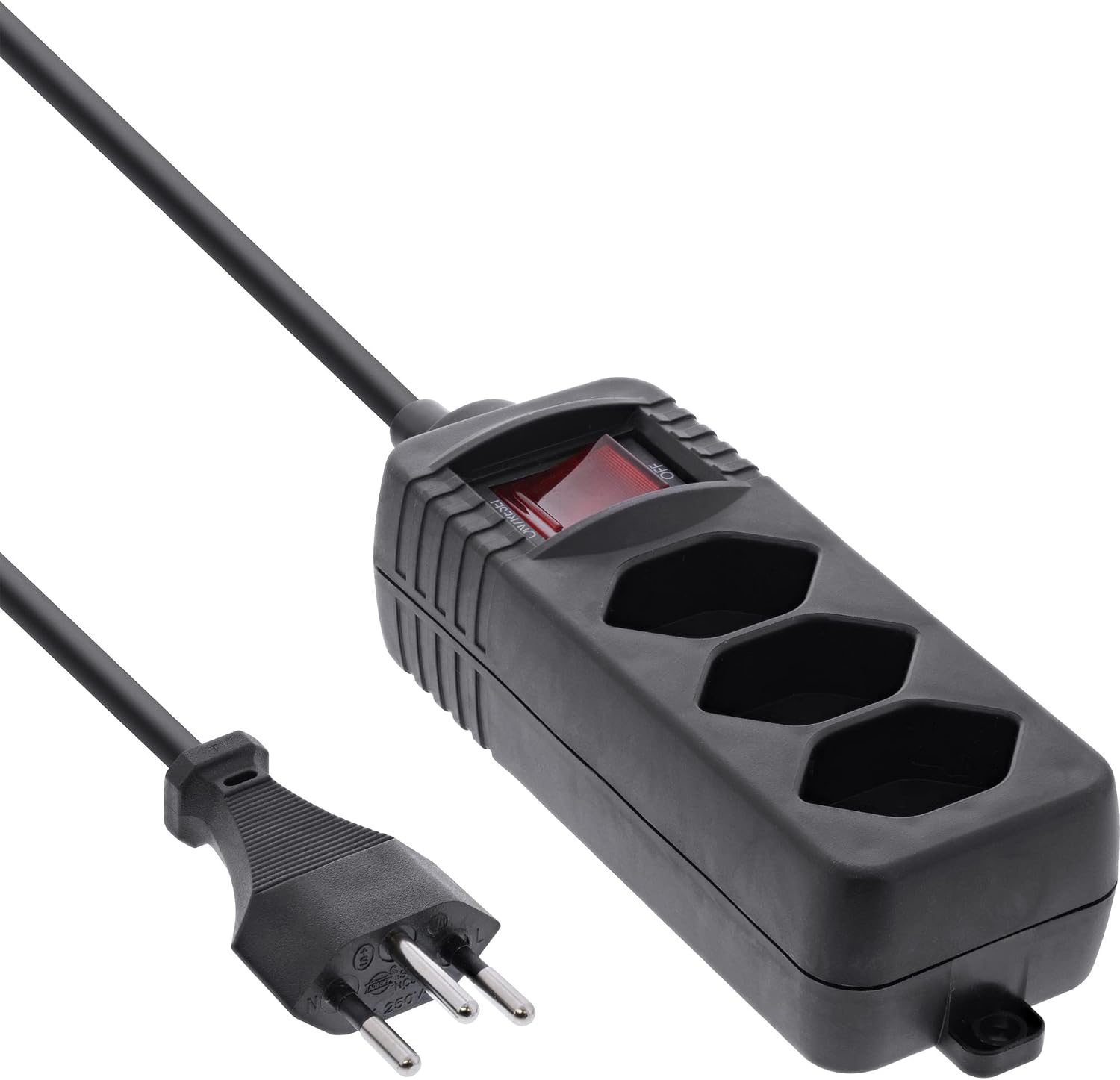 Detalle de Inline® Multiprise Suisse 3 Prises avec Interrupteur, 1,5 m, Noir