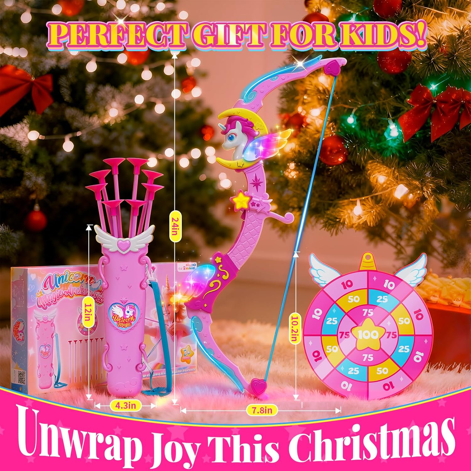 Thumbnail 6 de Unicorn Girls Bow and Arrow Set 8 suction arrows