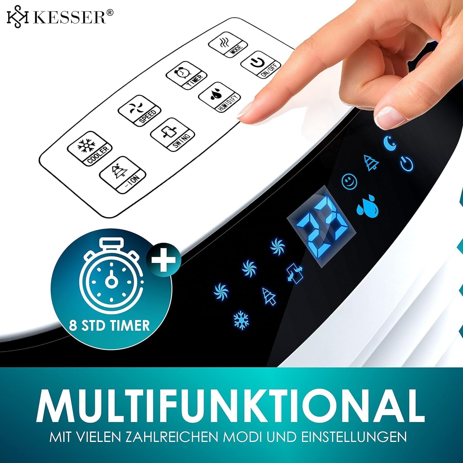 Detalle de KESSER® Mobile Klimaanlage 4in1 Luftkühler – vielseitig, flexibel und ohne Abluftschlauch