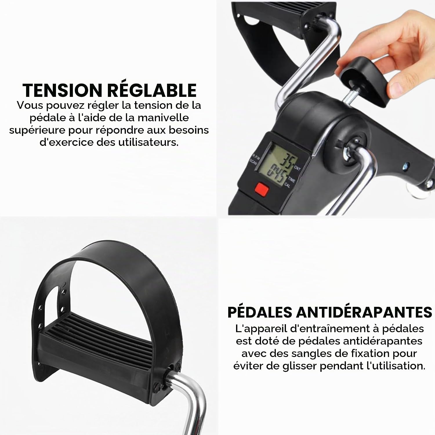 Detalle 2 de Opvouwbare pedaaltrainer met instelbare weerstand en led-display