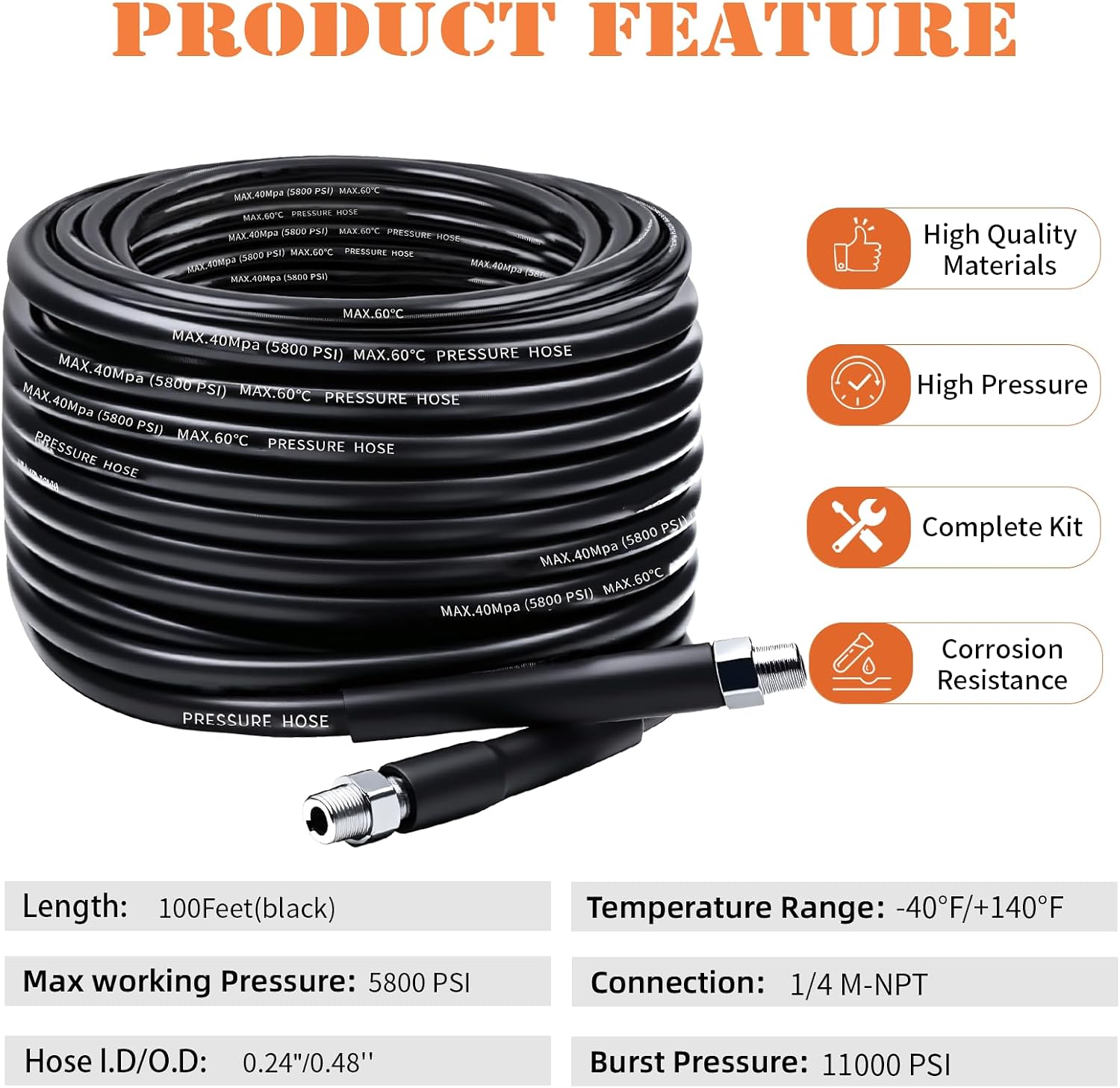 Detalle 2 de Sewer Jetter Kit for Pressure Washer, 100-ft Hose