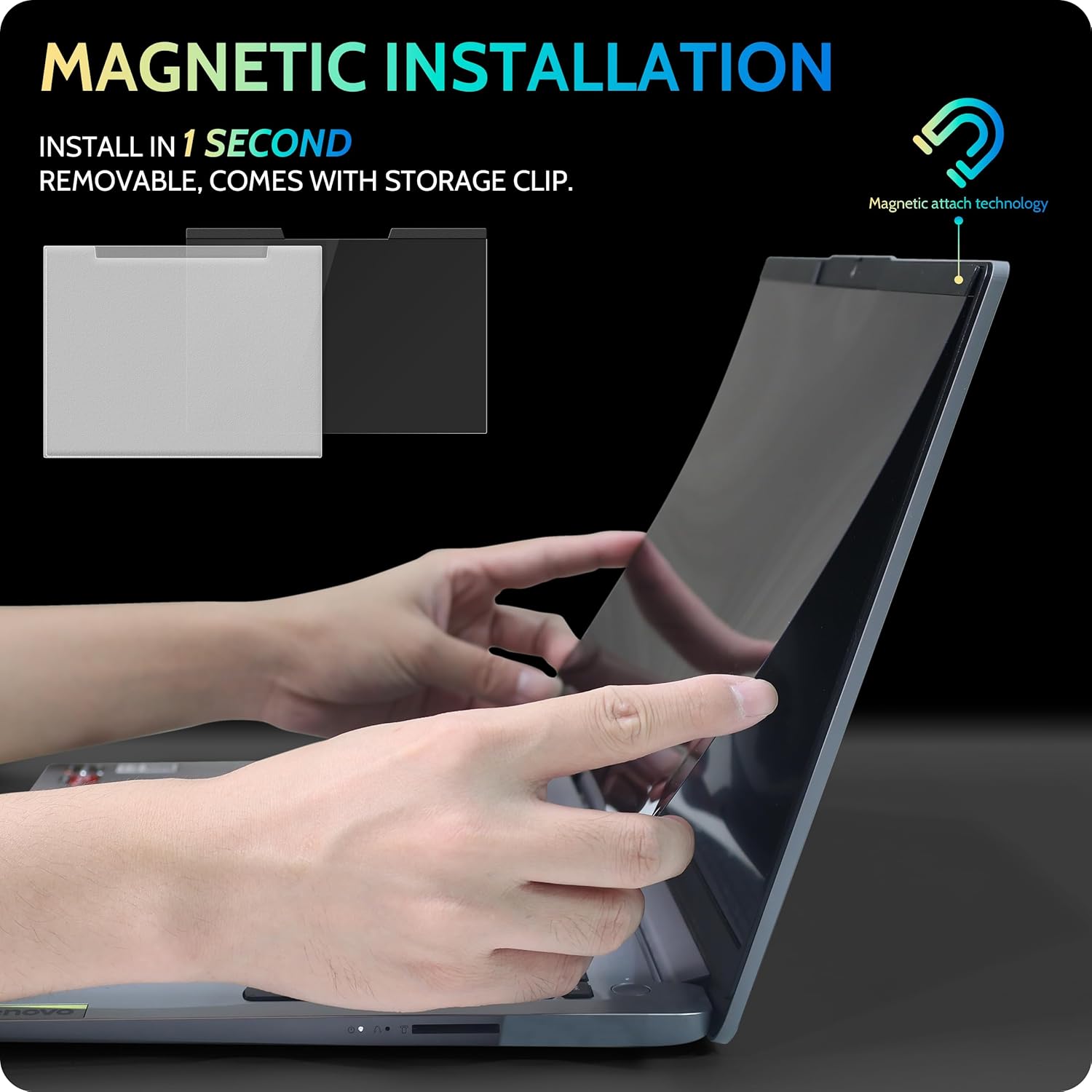 Detalle de Peslv 13.3-Inch Magnetic Laptop Privacy Screen — Anti-Glare, Blue Light Filter