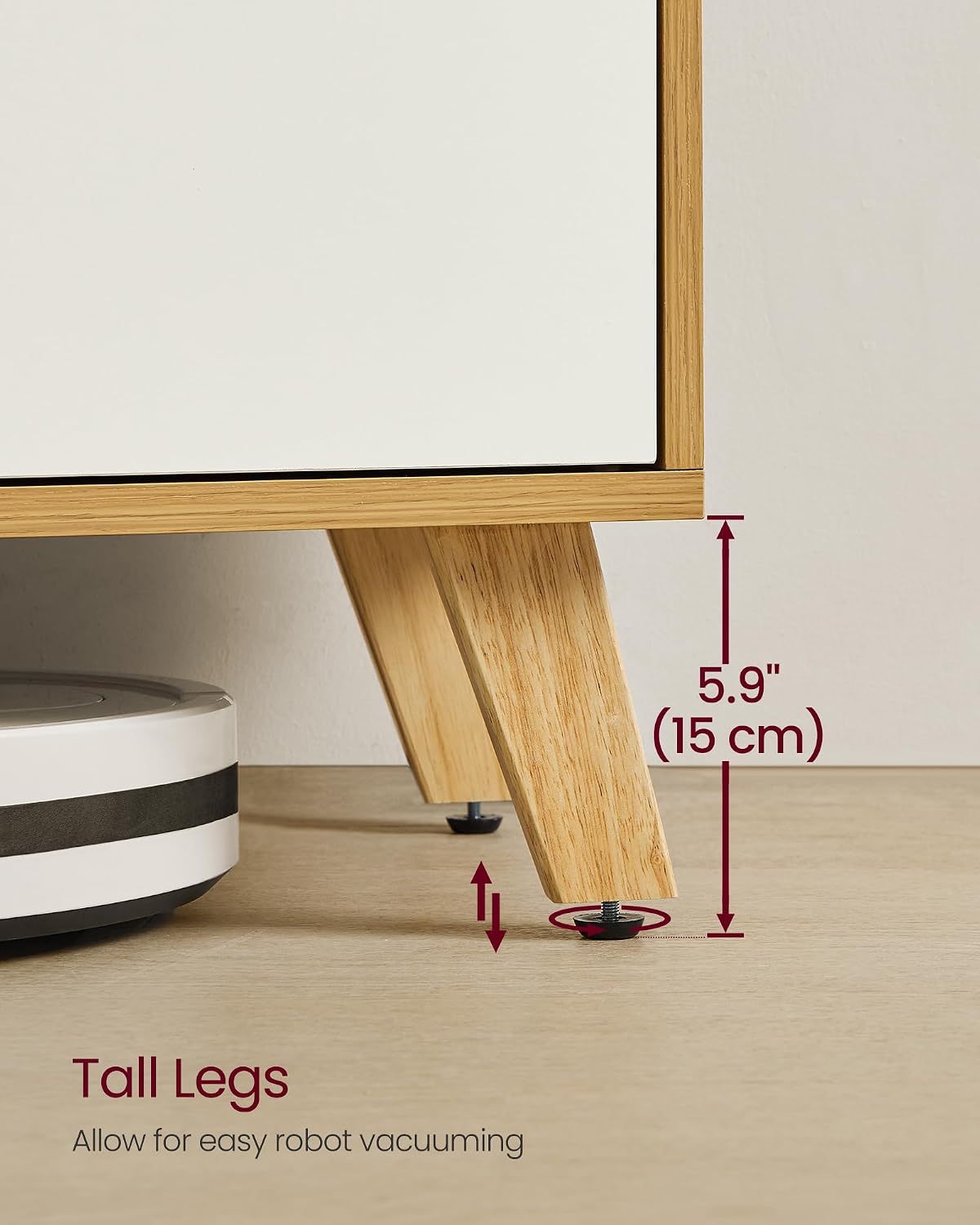 Detalle 2 de VASAGLE TV Stand Unit LTV556Y01: A Practical 147 cm Entertainment Console in Natural Oak and Cream White