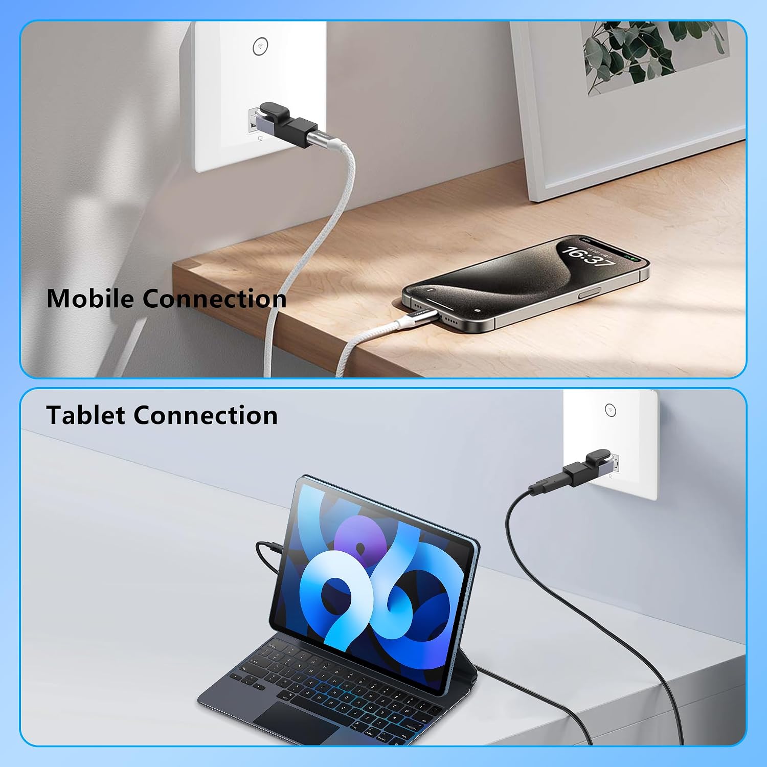 Detalle 2 de CERRXIAN USB-C to Ethernet Adapter (Gigabit 1Gbps) – RJ45 Male to USB-C Female, Portable LAN for Travel & Office