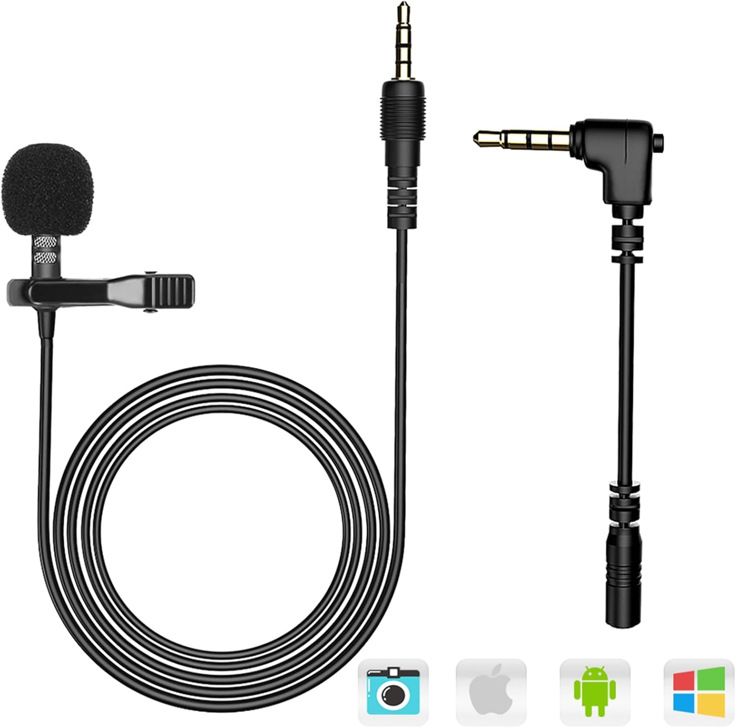 Detalle de AGPTEK Lavalier Mikrofon für Handy und PC – 2 m Clip-Mikrofon mit 3,5 mm Klinke