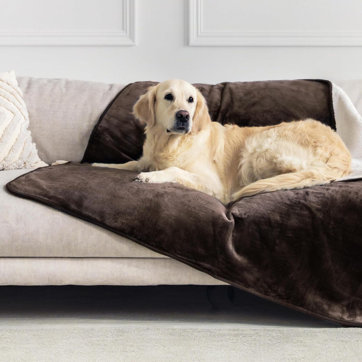 Detalle de Dreamzie Coperta impermeabile per cani 127x152 cm in pile Sherpa