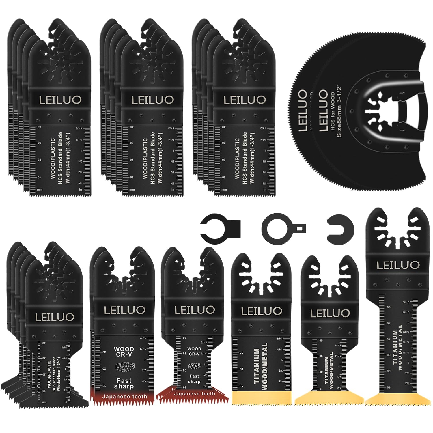 Detalle de LEILUO 32-piece multitool blade kit for wood ๐