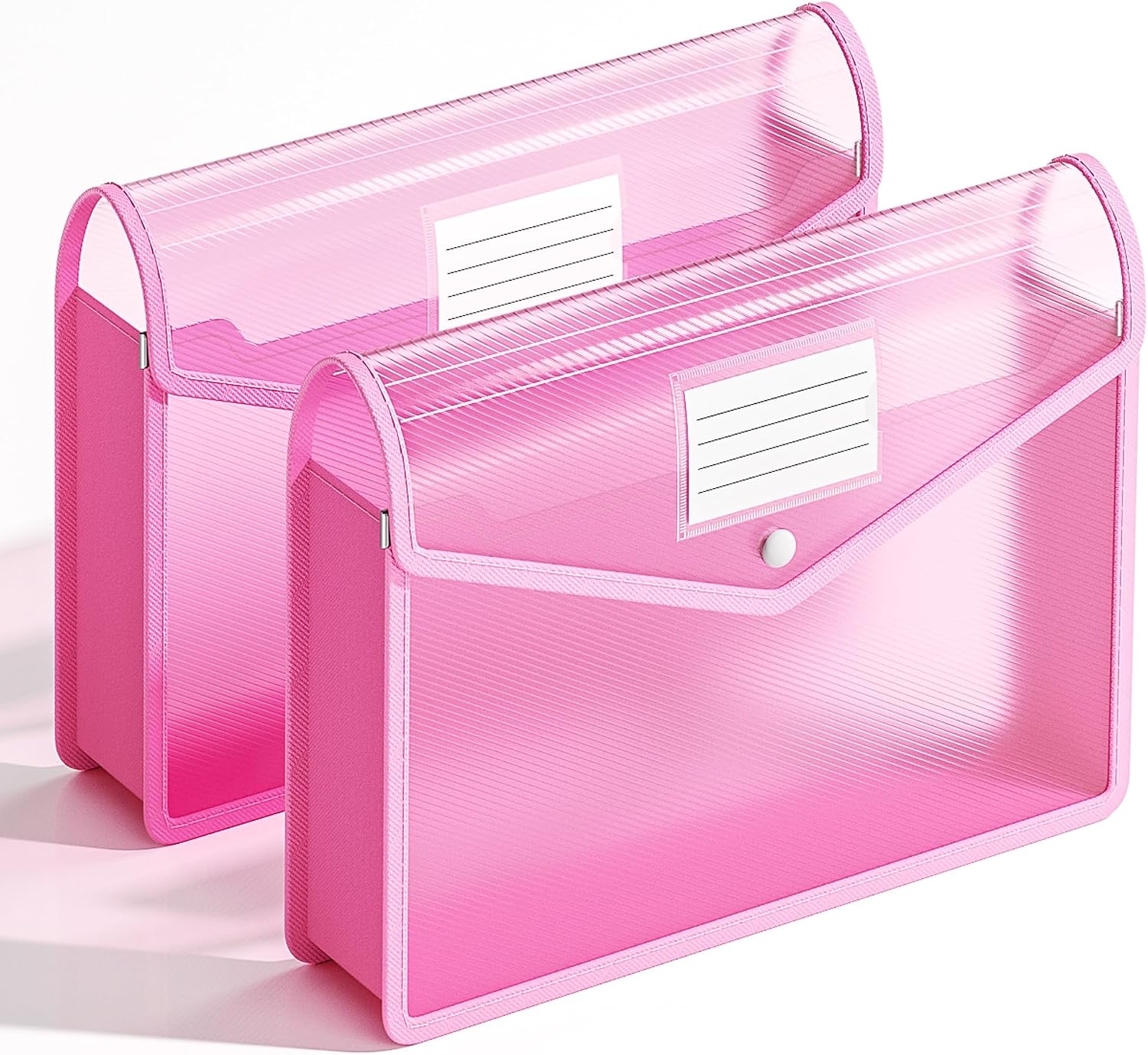 Detalle de XingDuing 2-Pack Pink Expanding File Folders, Clear and Letter/A4 Size