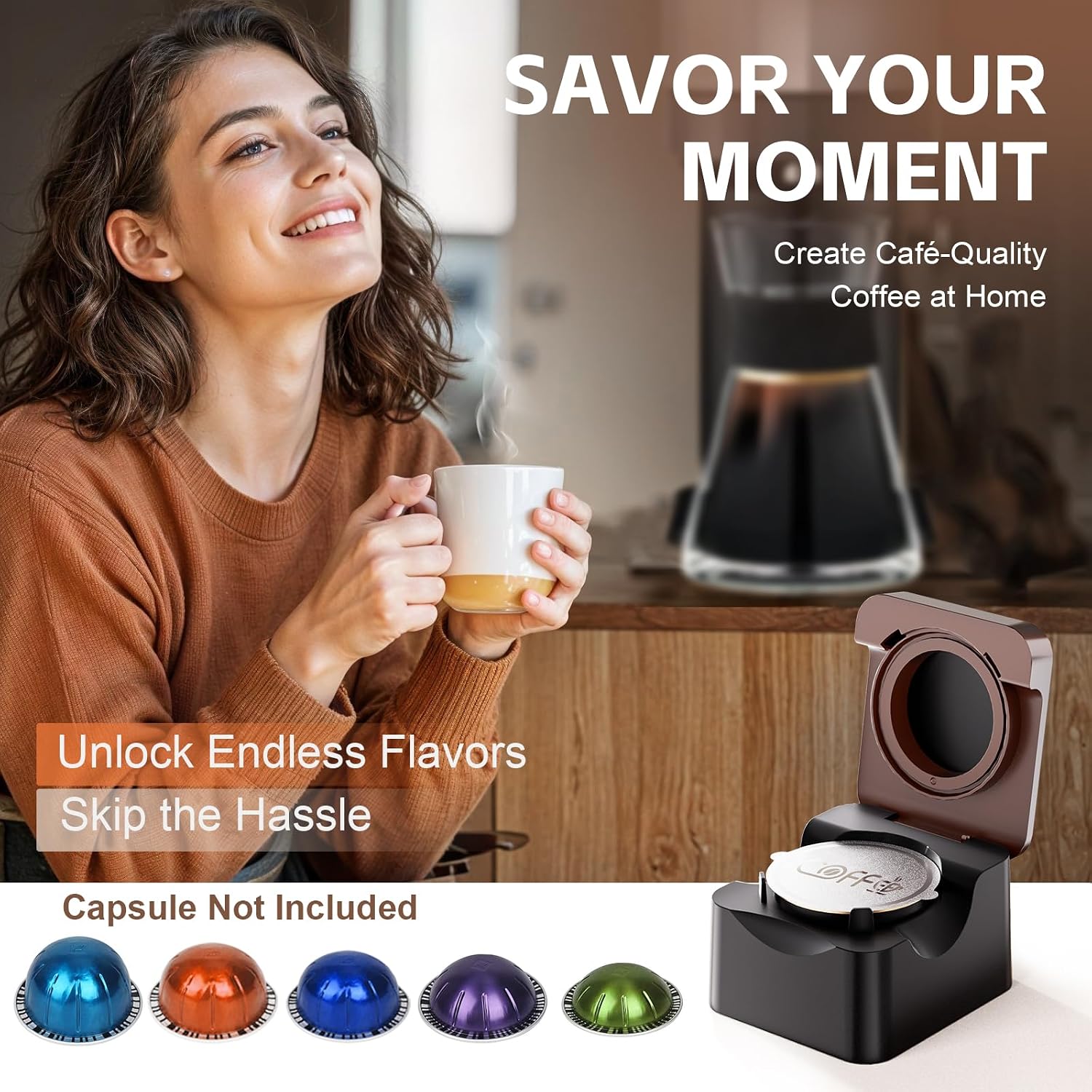Thumbnail 6 de Reusable Vertuo Pods Refill Kit for Nespresso – Upgraded Holder with 100 Lids and Press-to-Seal System