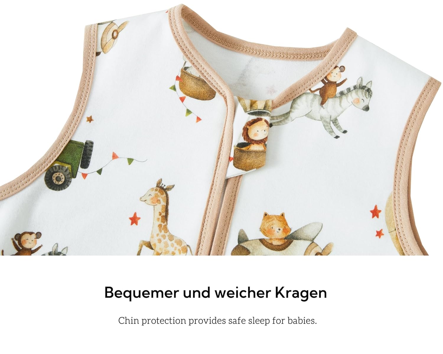 Thumbnail 3 de Chilsuessy 2er Pack Baby-Schlafsack Sommer mit Füßen 0,5 Tog aus 100% Baumwolle (100 cm) – Blau Tiere + Heißluftballon