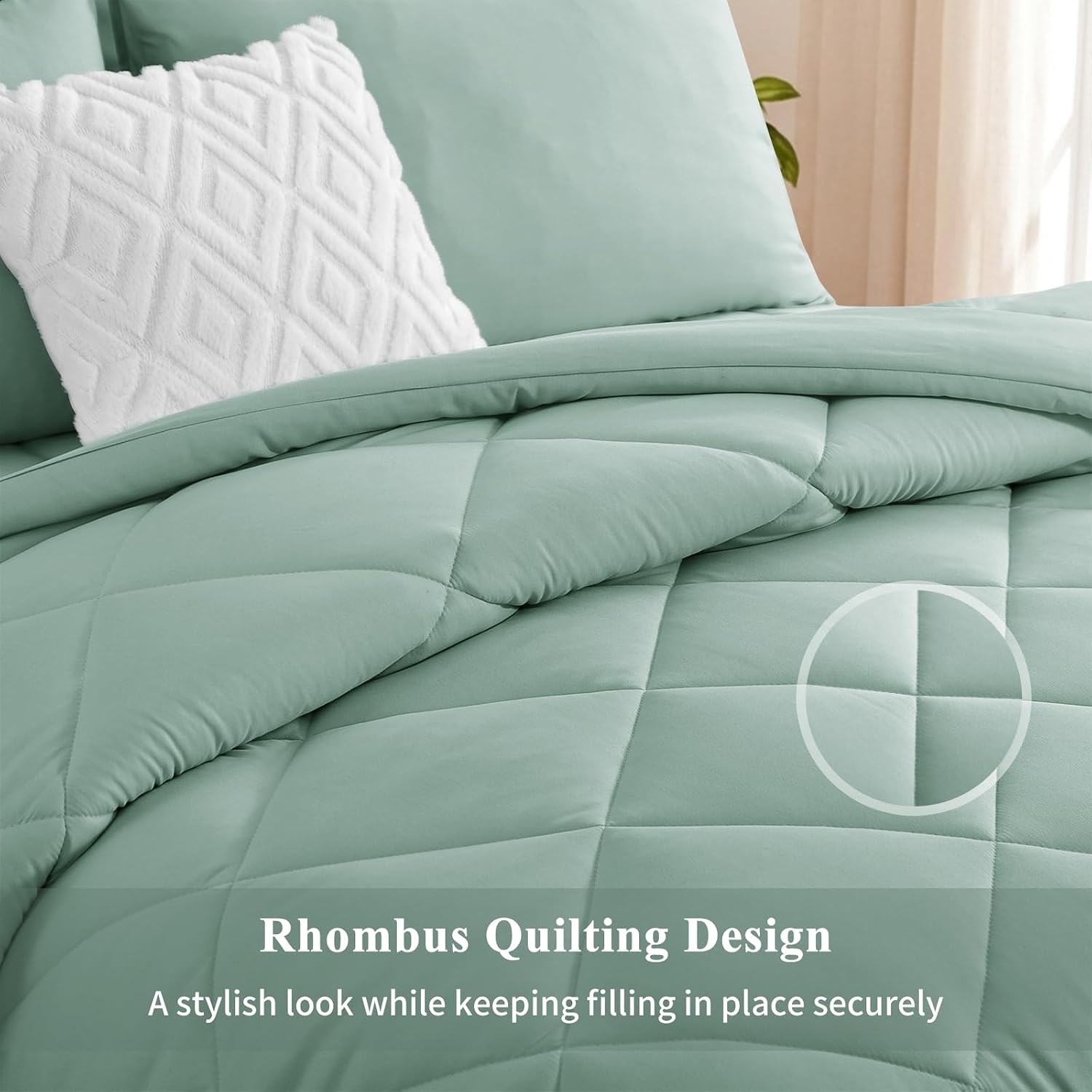 Thumbnail 5 de Aisbo Coverless Duvet Double Size 10.5 Tog – 200x200cm Sage Green with 2 Pillowcases