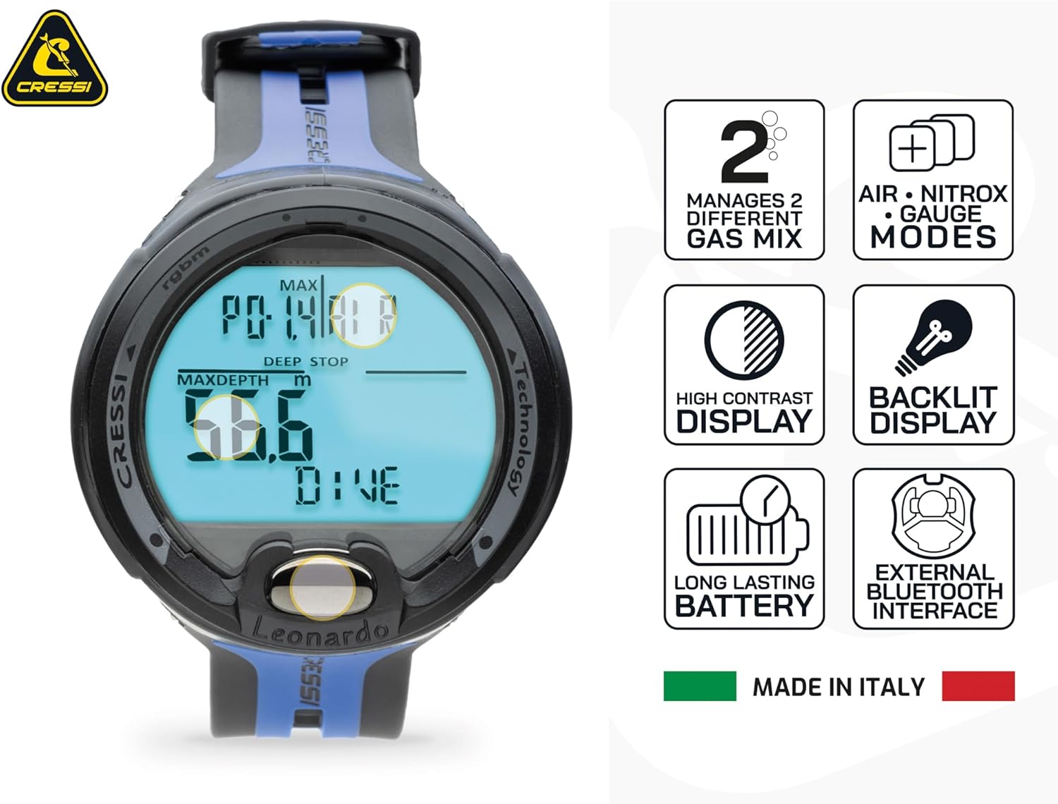 Detalle 1 de CRESSI Leonardo Ordenador de Buceo 🧠 para Adultos Unisex