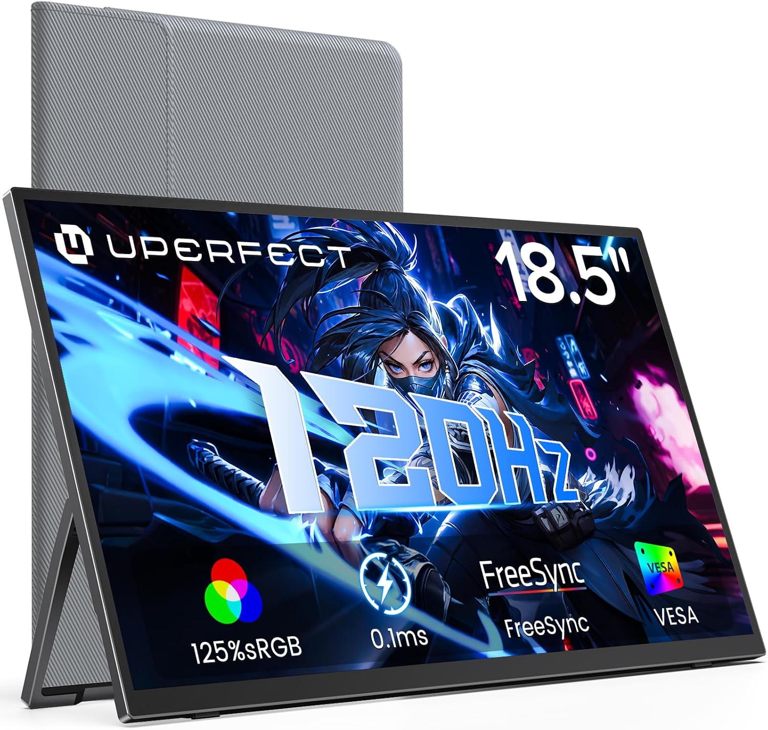 Detalle de UPERFECT 18.5-Inch Portable Monitor with 120Hz FreeSync IPS HDR, 1080p
