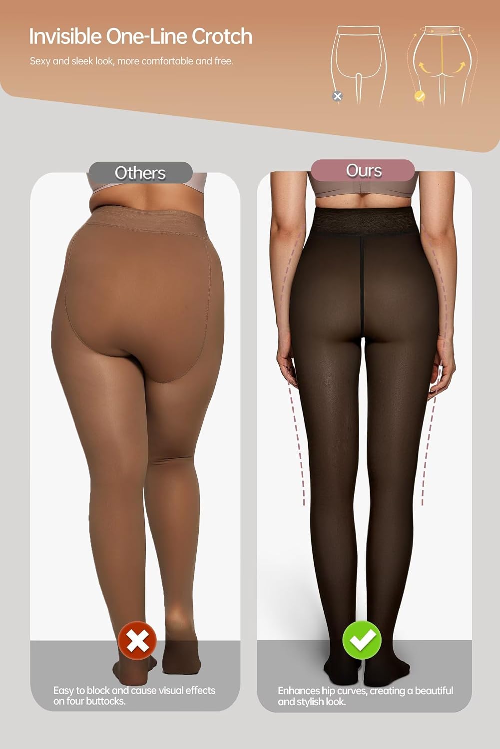 Thumbnail 1 de Vertvie Vertvie Fleece-Lined Fake-Sheer Tights, High-Waisted, One-Seam Crotch